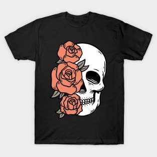 Skull with Rose Flowers T-Shirt